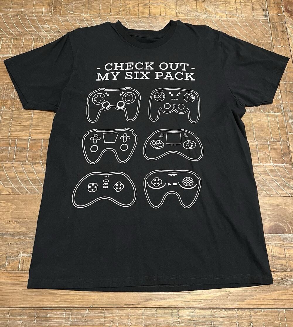 Men’s Black Graphic T Shirt Size Large Check Out My Six Pack